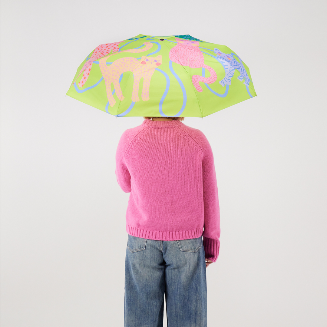 Lime Arty Cats Duck Umbrella