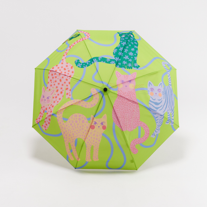 Lime Arty Cats Duck Umbrella
