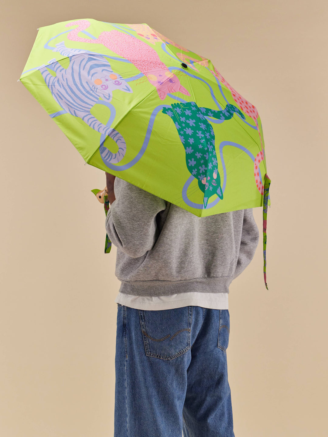 Lime Arty Cats Duck Umbrella