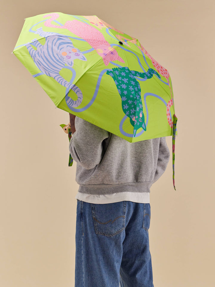 Lime Arty Cats Duck Umbrella