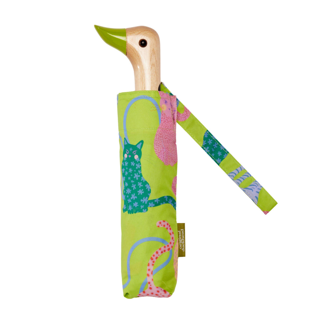 Lime Arty Cats Duck Umbrella