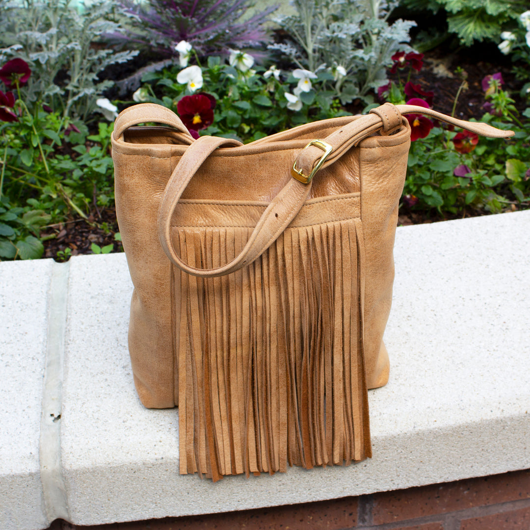 Tan Glaze Fringe on Pocket